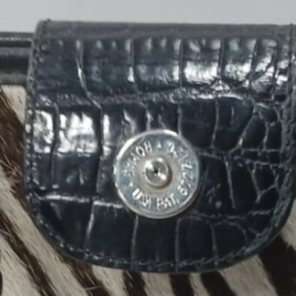 BRIGHTON Authentic Black Leather Zebra Print Calf Hair Shoulder Bag
